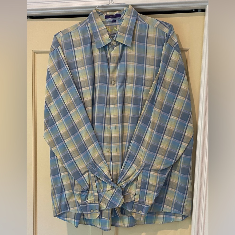 Alan Flusser Men’s Casual Button Down Blue Green
